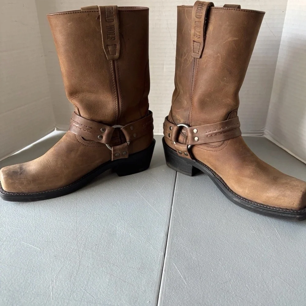 Road Wolf Women's Leather Western Square Toe Boots Size US 9M #2072 - Picture 7 of 8